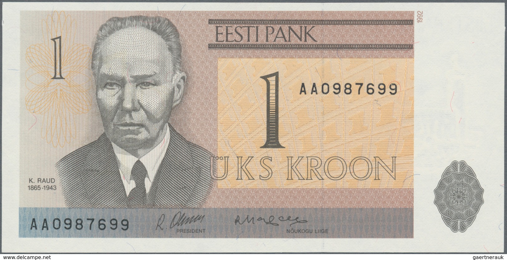 Estonia / Estland: Very nice set with 11 Banknotes series 1991 and 1992 with 5, 10, 25, 100 and 500