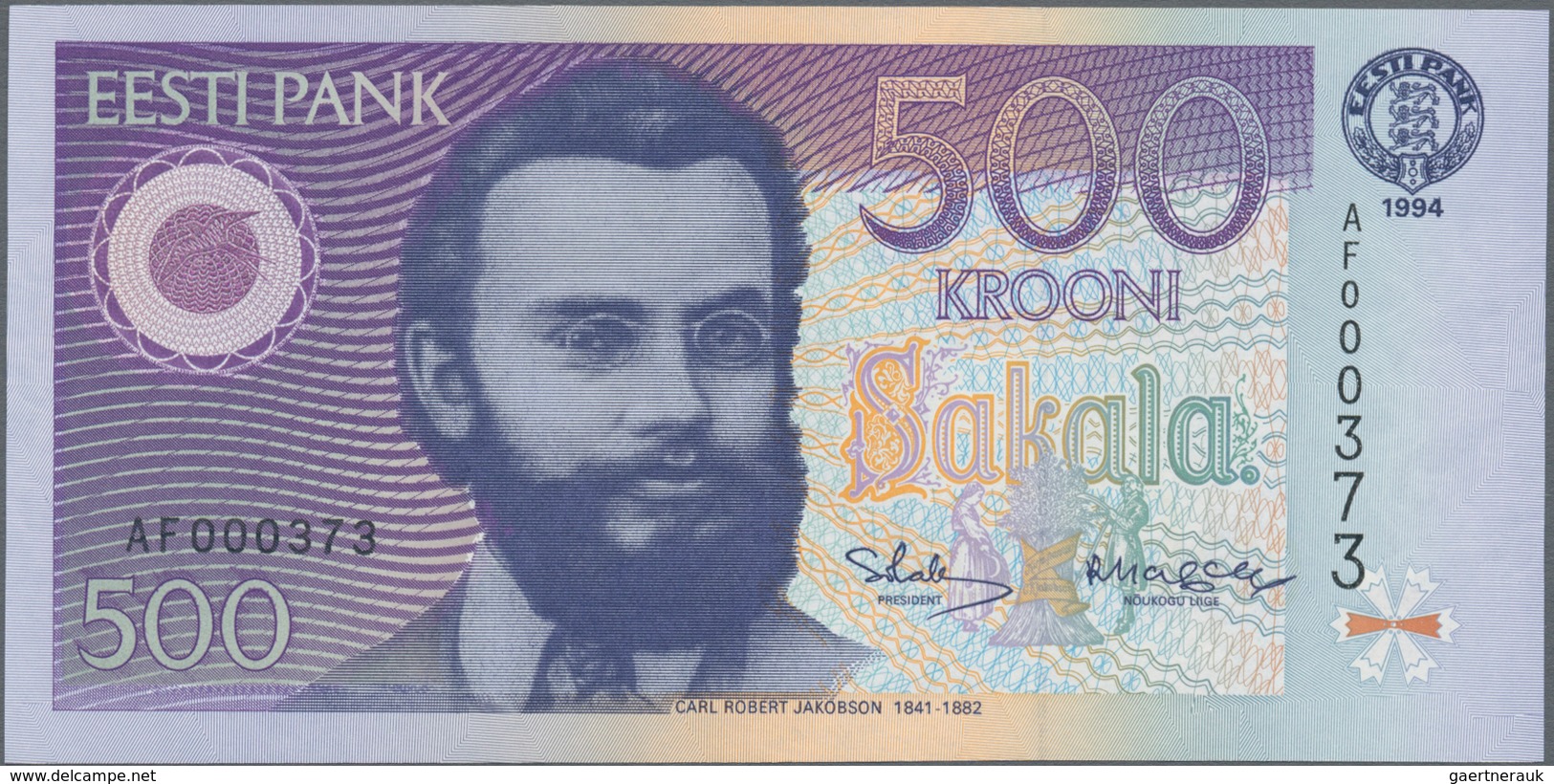 Estonia / Estland: Lot With 5 Banknotes Series 1994 With 5, 10, 50, 100 And 500 Krooni, P.76a-80a, A - Estland