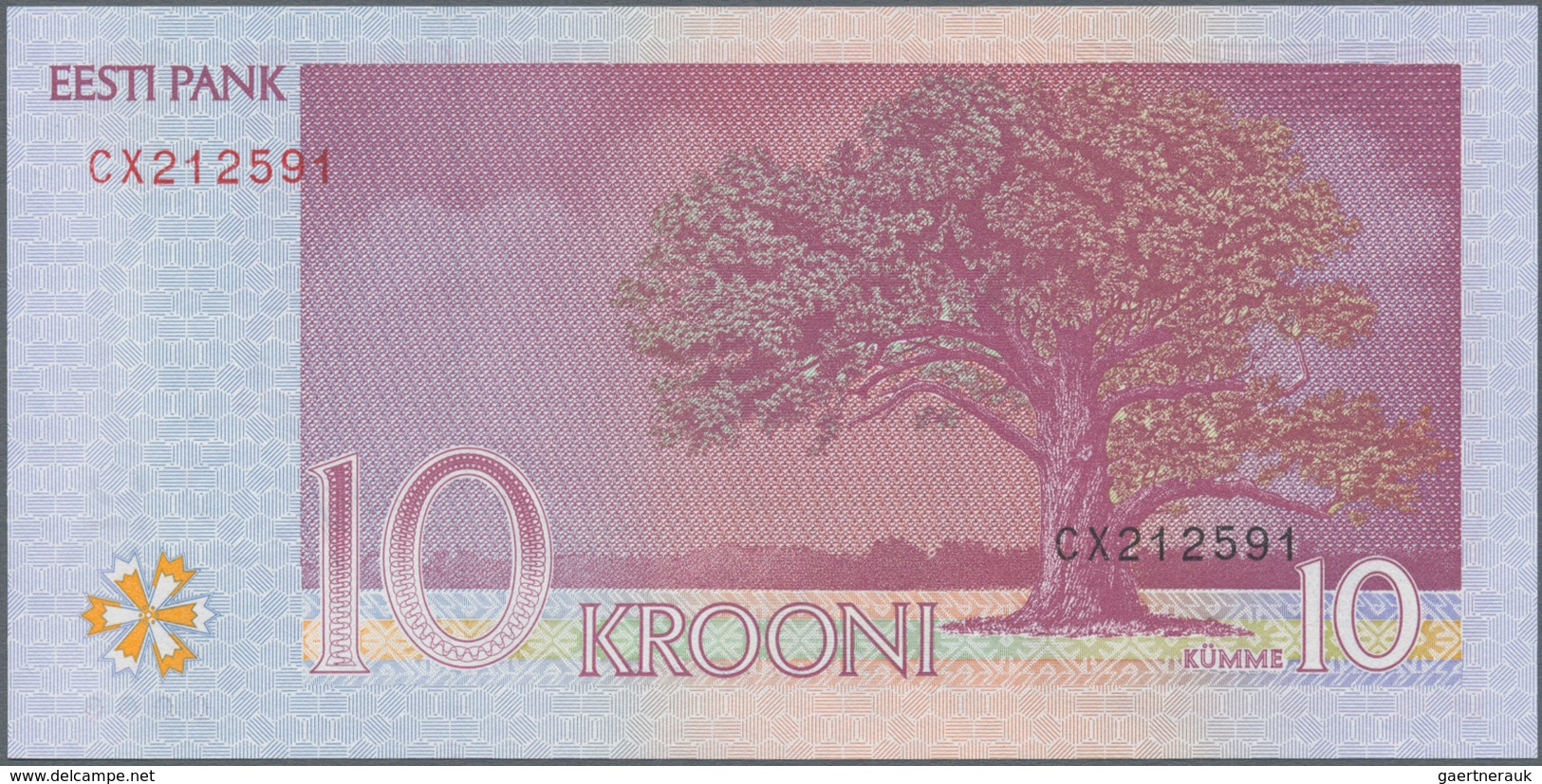 Estonia / Estland: Nice set with 8 Banknotes comprising 25 Krooni 2002 replacement note series "ZZ",