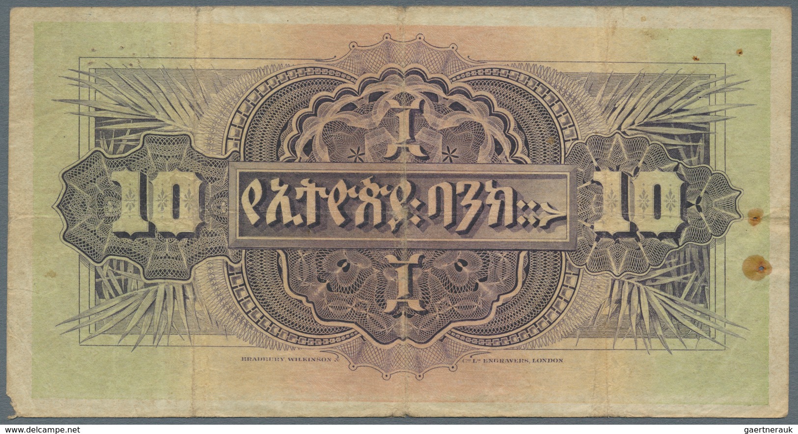 Ethiopia / Äthiopien: 10 Thalers 1932, P.8, Still Nice And Rare Note With Tiny Margin Splits, Rusty - Aethiopien