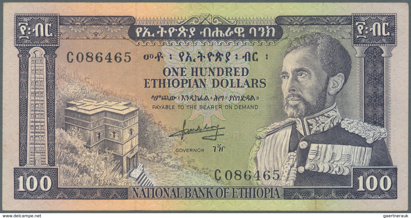 Ethiopia / Äthiopien: 100 Dollars ND P. 29, Light Vertical Folds In Paper, Strong Paper With Crispne - Ethiopië