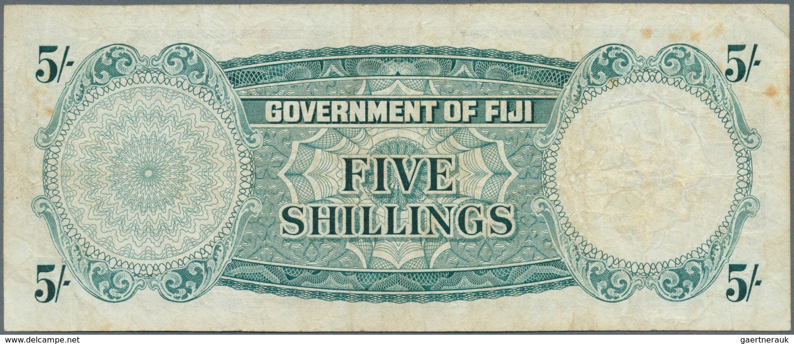 Fiji: Set Of 2 Banknotes Containing 5 Shillings 1938 P. 37a, First Issue Date, Portrait KGVI, Used W - Fidschi