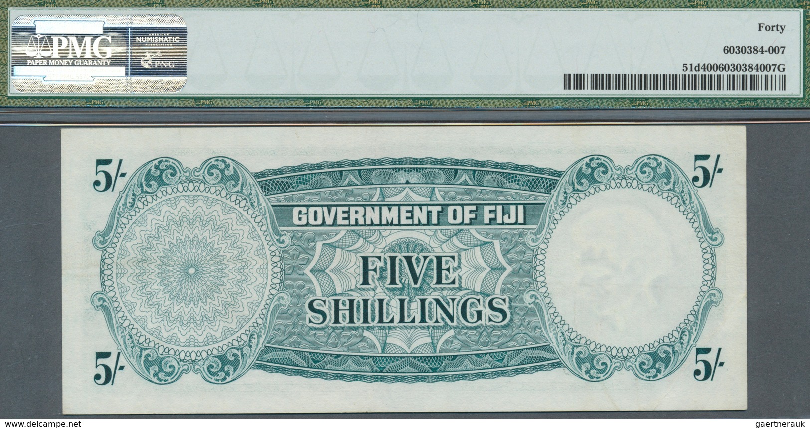 Fiji: 5 Shillings 1964, P.51d, Very Nice And Attractive Note With A Few Minor Spots, PMG Graded 40 E - Fiji