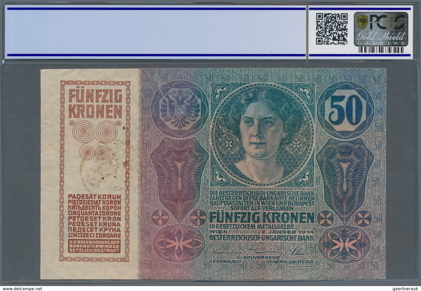Fiume: 50 Kronen ND(1920) Ovpt. On Austria #15, P.S113b, Small Tear At Upper Margin, PCGS Graded 35 - Otros – Europa