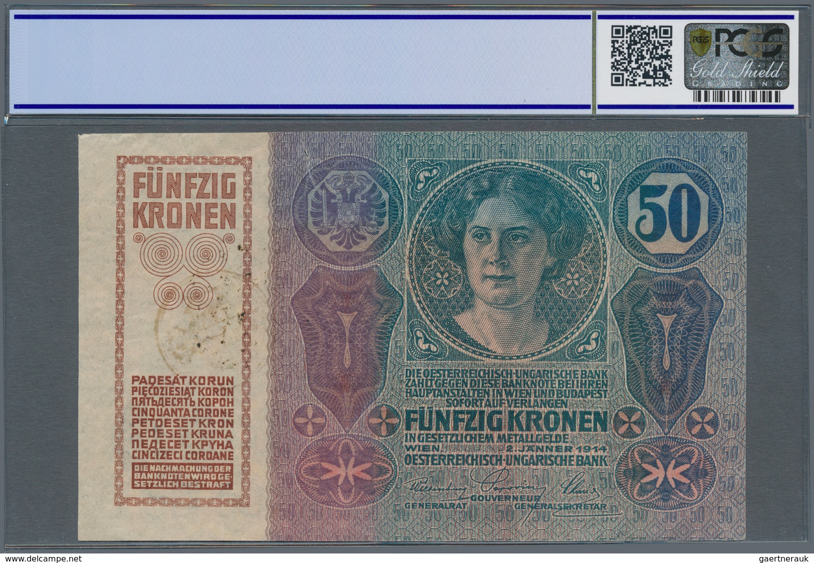 Fiume: 50 Kronen ND(1920) Ovpt. On Austria #15, P.S113b, Small Tear At Upper Margin, PCGS Graded 35 - Other - Europe