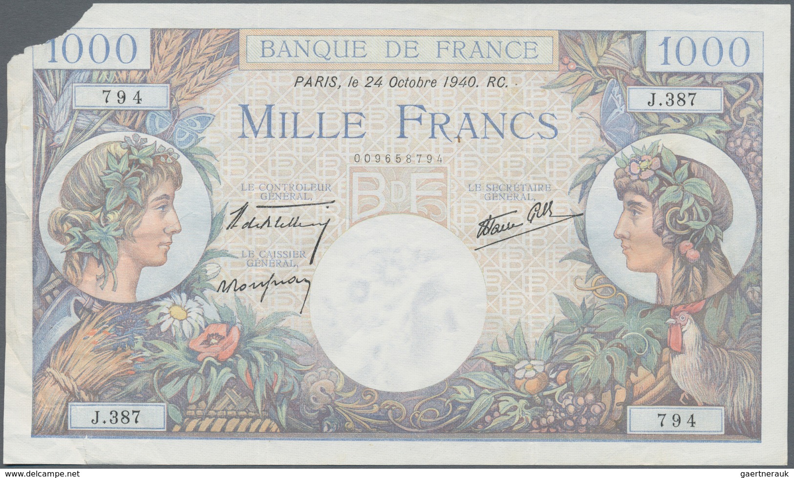 France / Frankreich: Set Of 15 Notes 1000 Francs "Commerce & Industrie" 1940-44 P. 96, All Notes Lig - Andere & Zonder Classificatie