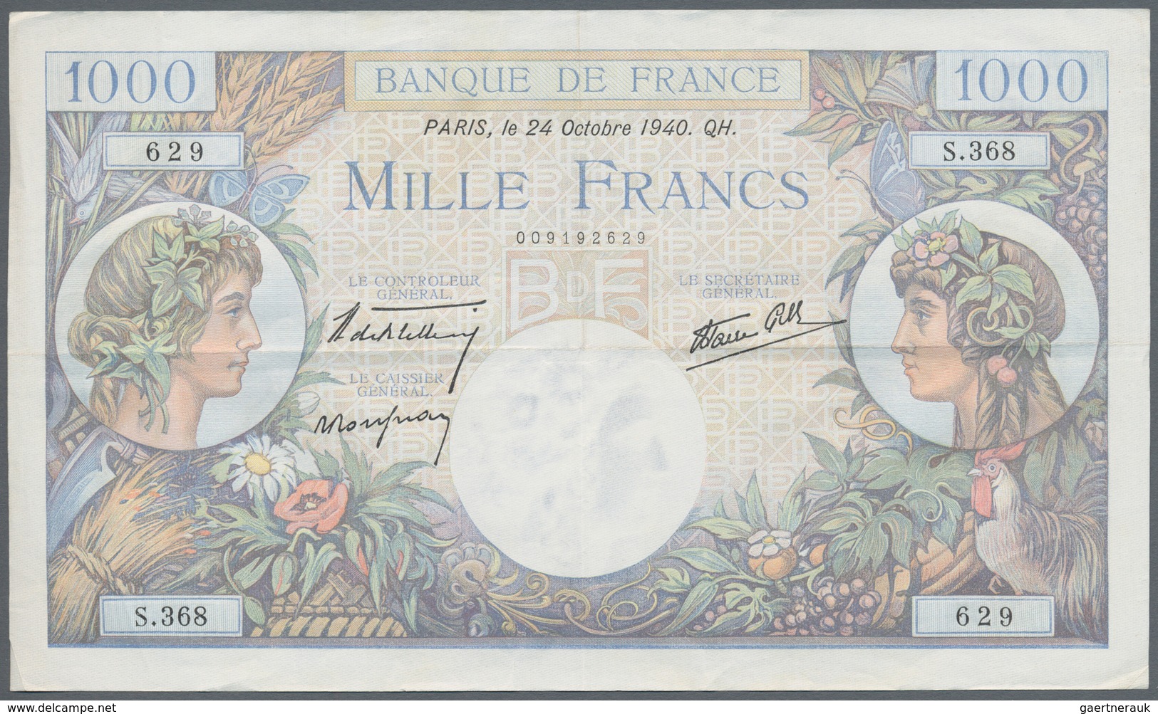 France / Frankreich: Set Of 3 CONSECUTIVE Notes 1000 Francs "Commerce & Industrie" 1940-44 P. 96, Fr - Autres & Non Classés