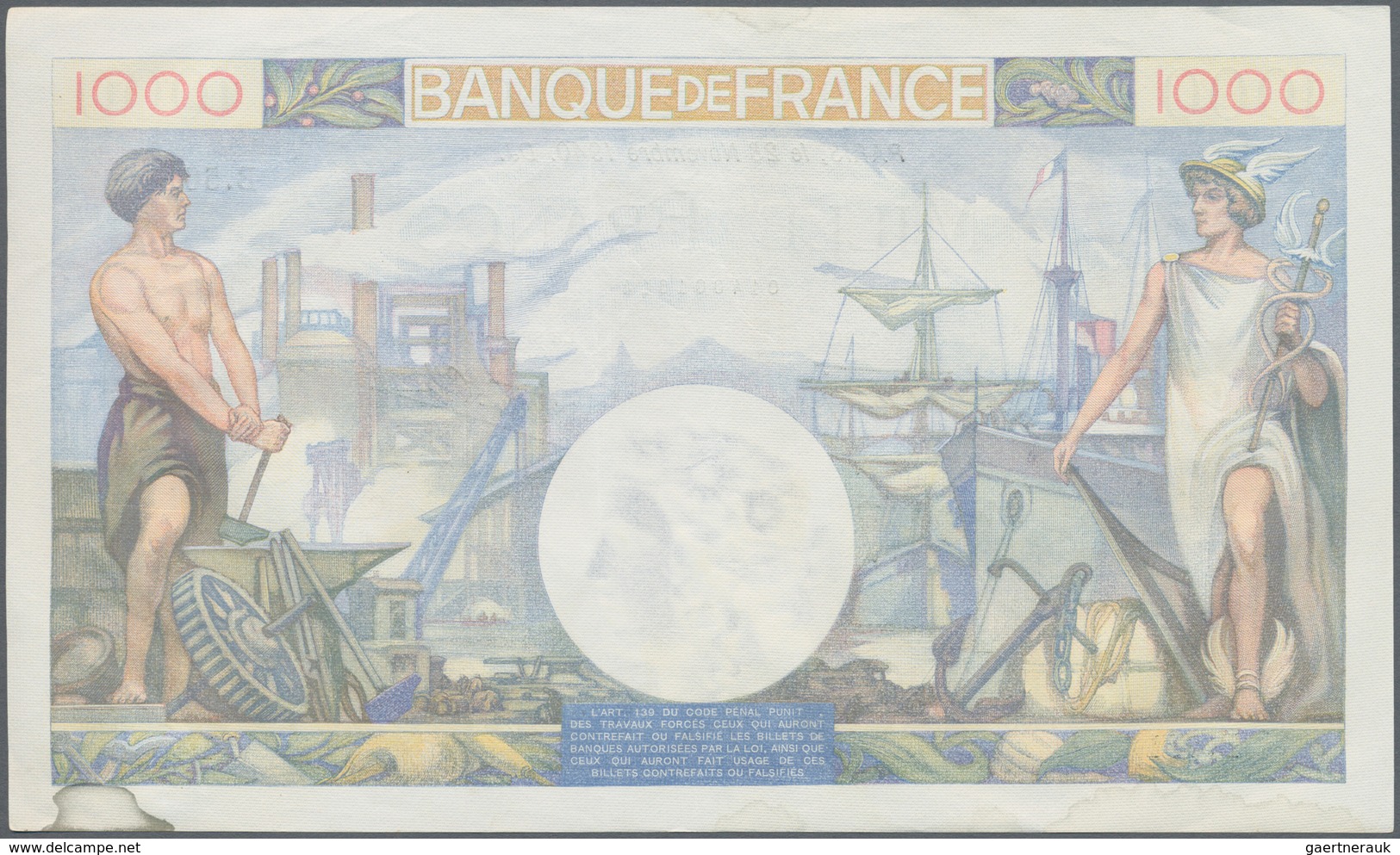 France / Frankreich: Set Of 5 MOSTLY CONSECUTIVE Notes 1000 Francs "Commerce & Industrie" 1940-44 P - Sonstige & Ohne Zuordnung