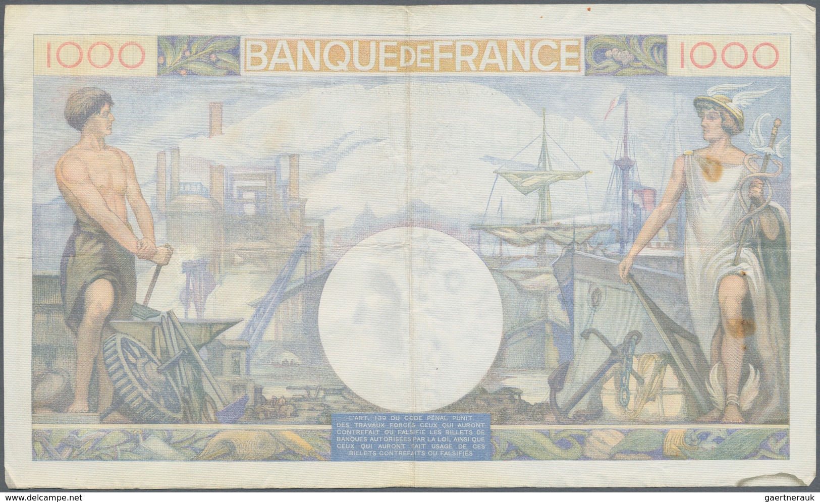 France / Frankreich: Set Of 5 MOSTLY CONSECUTIVE Notes 1000 Francs "Commerce & Industrie" 1940-44 P - Otros & Sin Clasificación