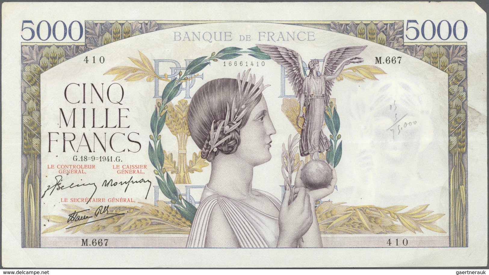 France / Frankreich: Set Of 22 Notes 5000 Francs 1939-43 "Victoire" P. 97, All Notes Used With Folds - Otros & Sin Clasificación