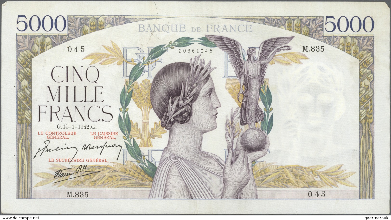 France / Frankreich: Set Of 22 Notes 5000 Francs 1939-43 "Victoire" P. 97, All Notes Used With Folds - Sonstige & Ohne Zuordnung