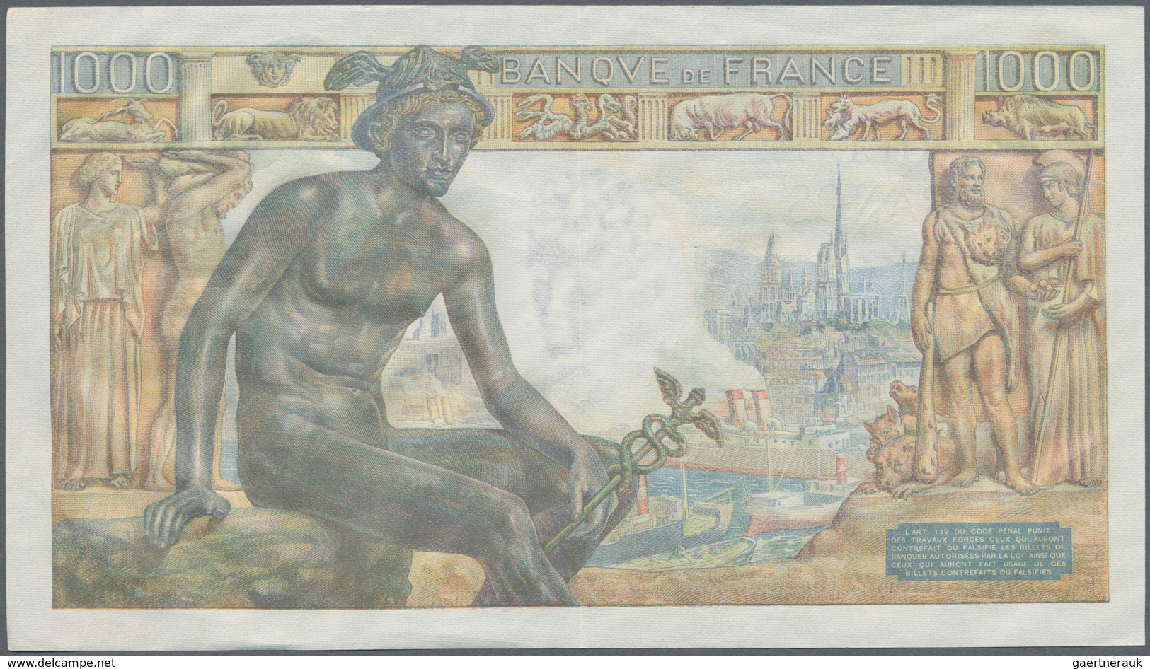 France / Frankreich: set of 14 notes containing CONSECUTIVE sets of 1000 Francs "Demeter" 1943 P. 10