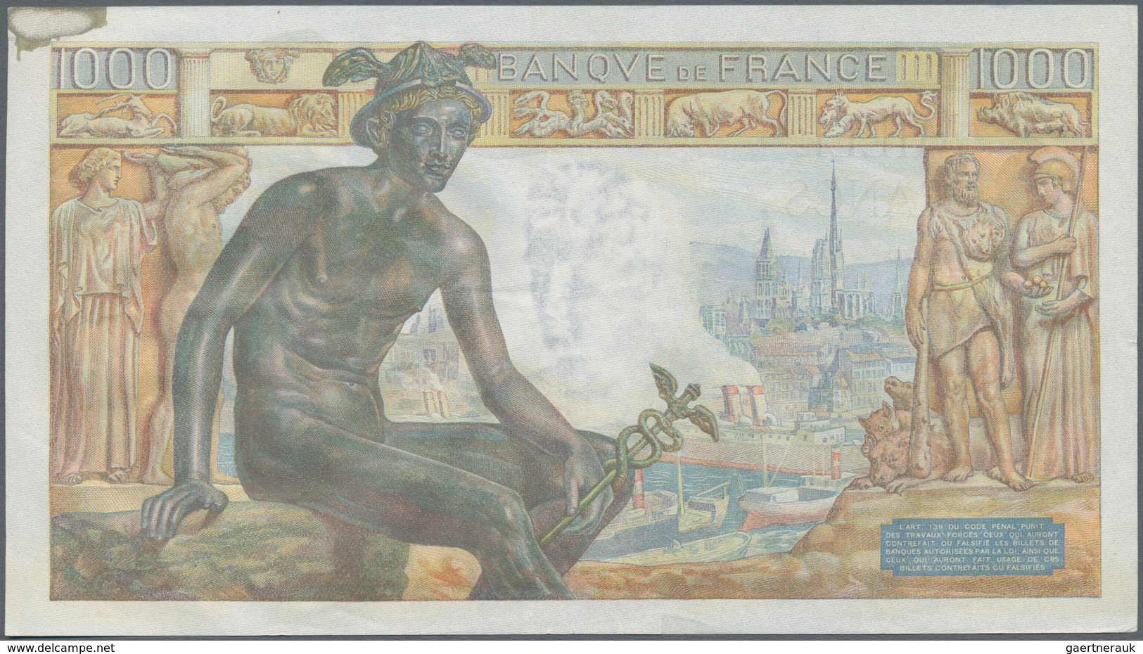 France / Frankreich: set of 14 notes containing CONSECUTIVE sets of 1000 Francs "Demeter" 1943 P. 10