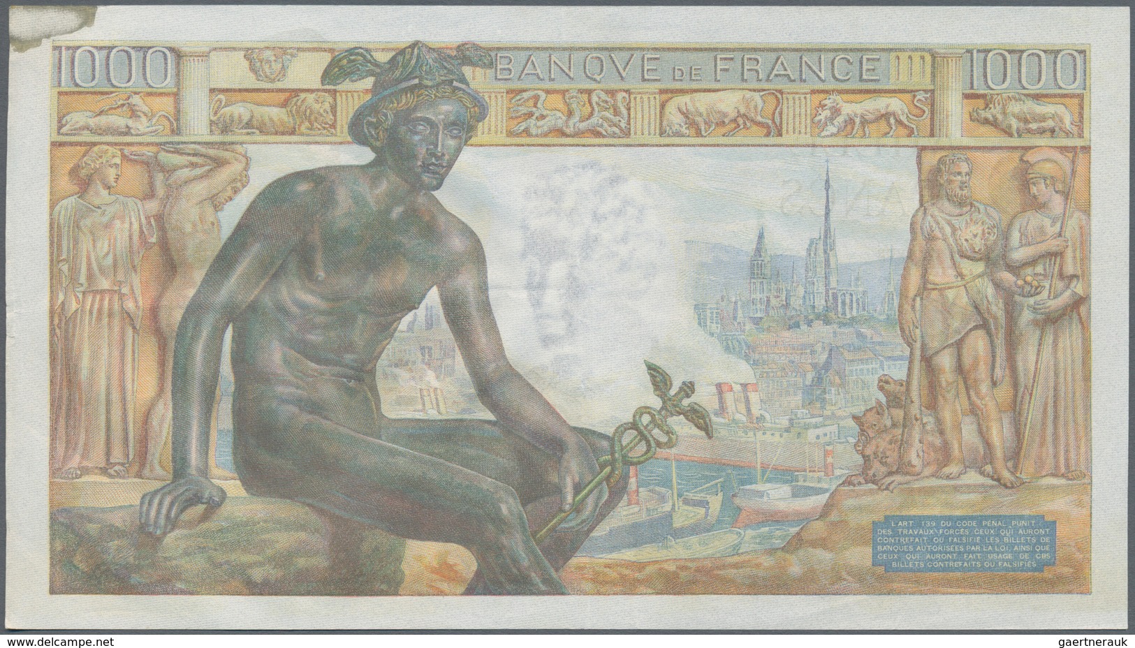 France / Frankreich: set of 14 notes containing CONSECUTIVE sets of 1000 Francs "Demeter" 1943 P. 10