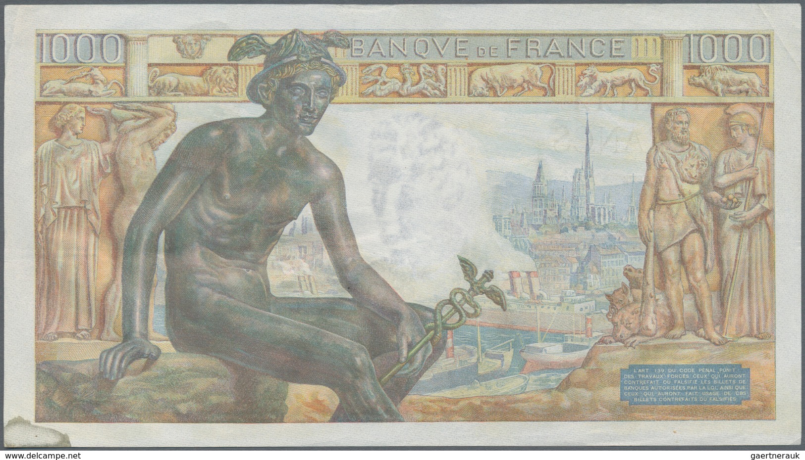 France / Frankreich: set of 14 notes containing CONSECUTIVE sets of 1000 Francs "Demeter" 1943 P. 10