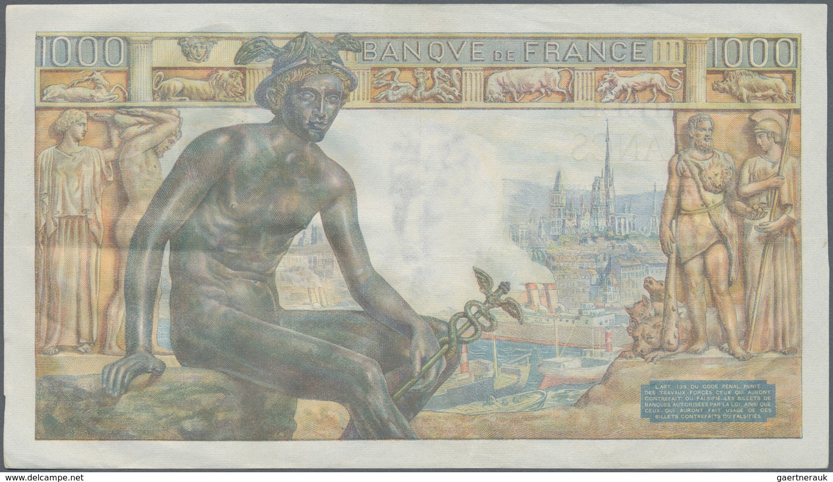 France / Frankreich: set of 14 notes containing CONSECUTIVE sets of 1000 Francs "Demeter" 1943 P. 10