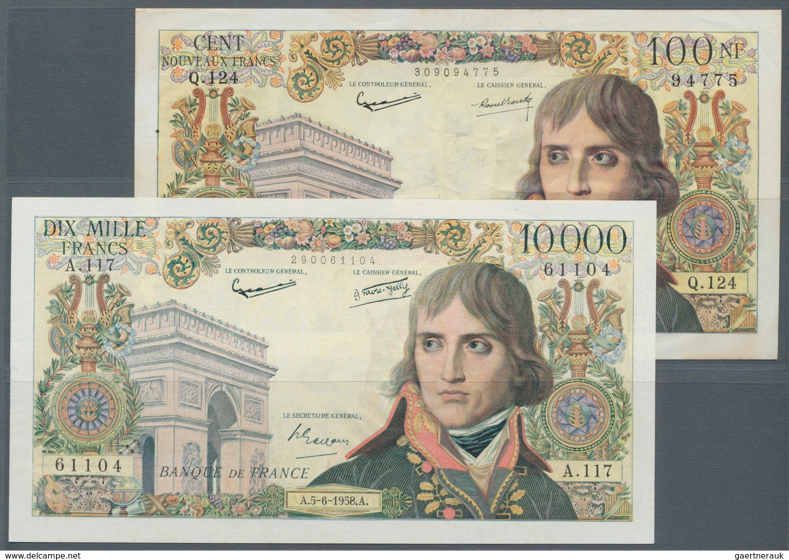 France / Frankreich: Set 2 Pcs 10.000 & 100 NF Francs 1958 & 1961 P. 136, 144, Both Used In Conditio - Andere & Zonder Classificatie