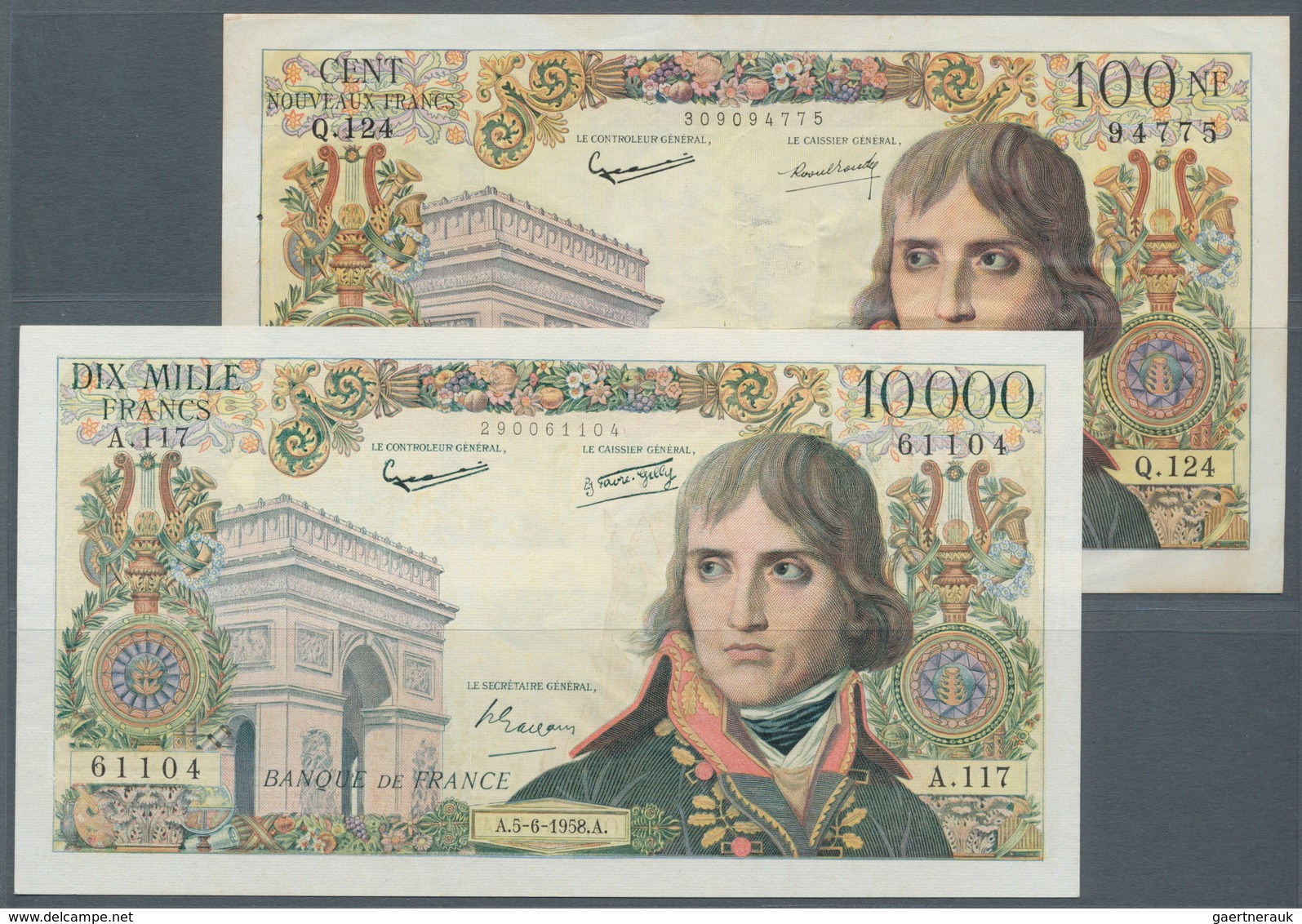 France / Frankreich: Set 2 Pcs 10.000 & 100 NF Francs 1958 & 1961 P. 136, 144, Both Used In Conditio - Sonstige & Ohne Zuordnung