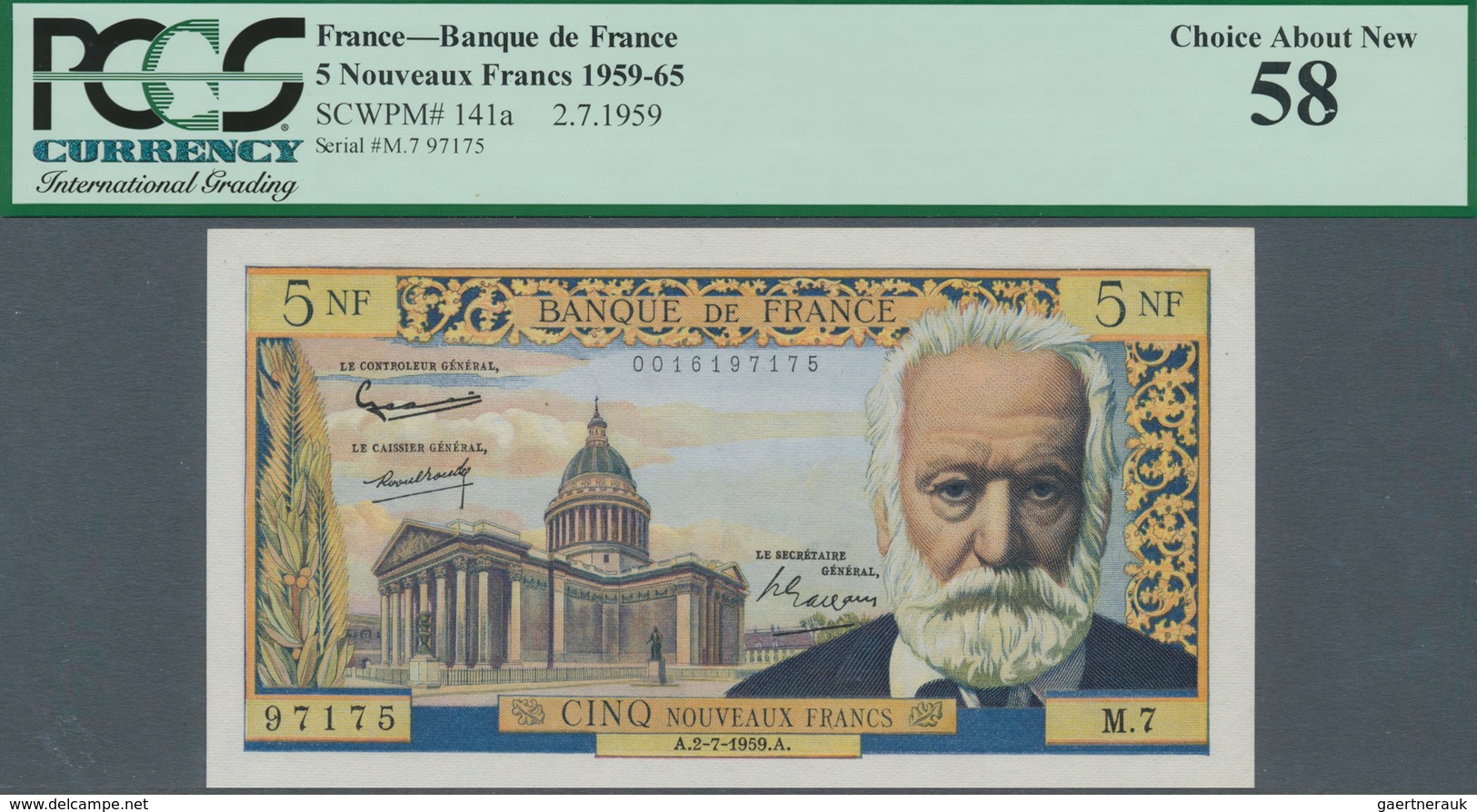 France / Frankreich: 5 NF 1959 P. 141a In Condition: PCGS Graded 58 Choice About New. - Otros & Sin Clasificación