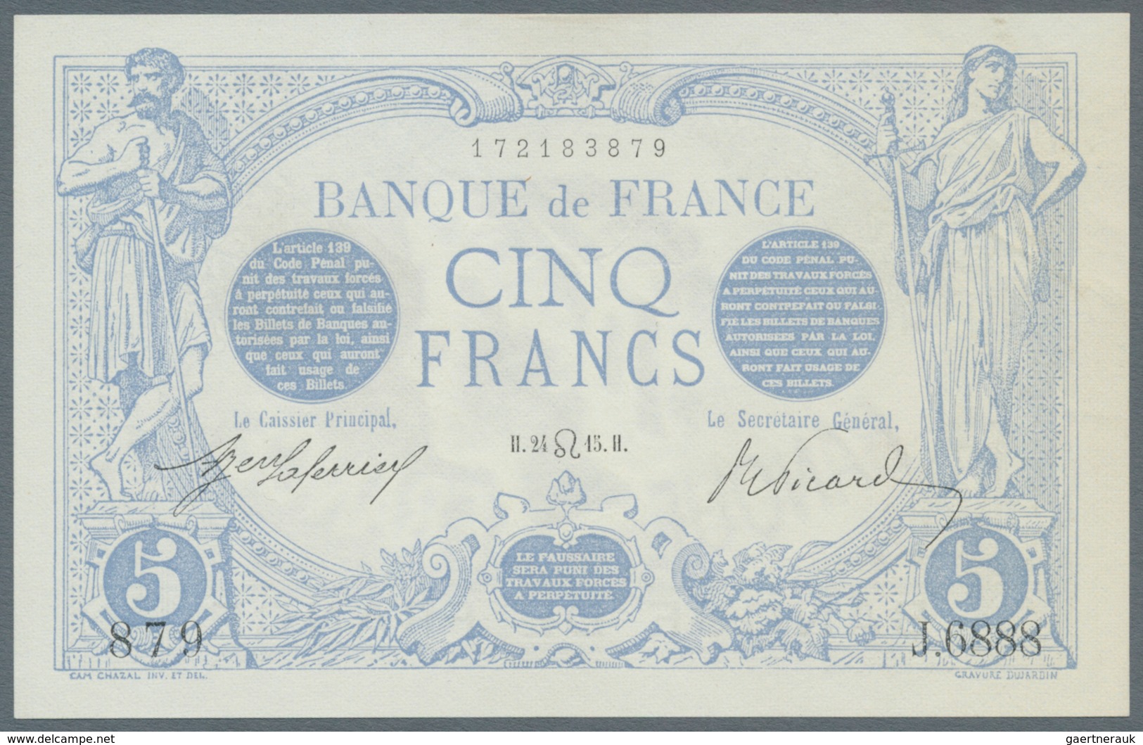 France / Frankreich: 5 Francs 1915 Fay 2.29, No Visible Folds But Light Handling In Paper, Condition - Otros & Sin Clasificación