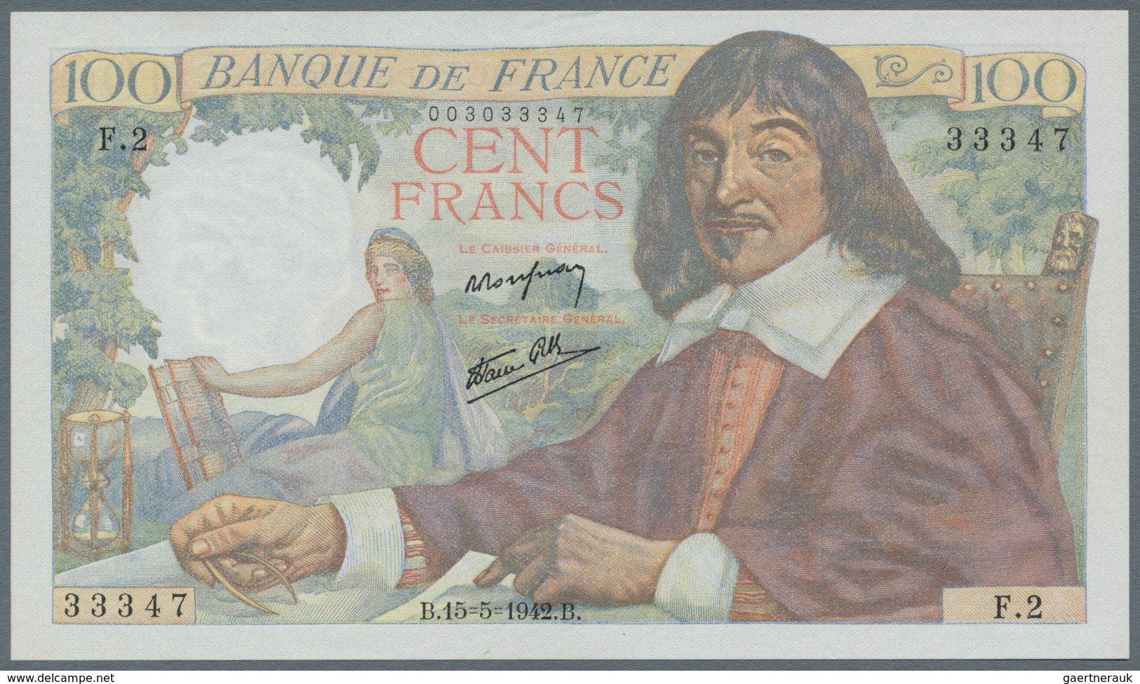 France / Frankreich: 100 Francs 1944 Fay 27.1, In Condition: AUNC. - Andere & Zonder Classificatie