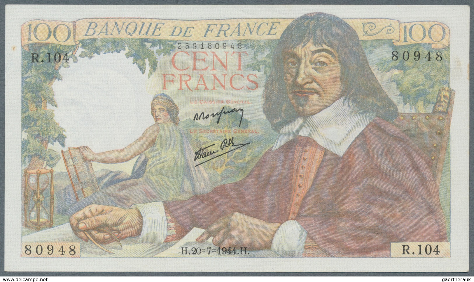 France / Frankreich: 100 Francs 1944 Fay 27.6, In Condition: AUNC. - Otros & Sin Clasificación