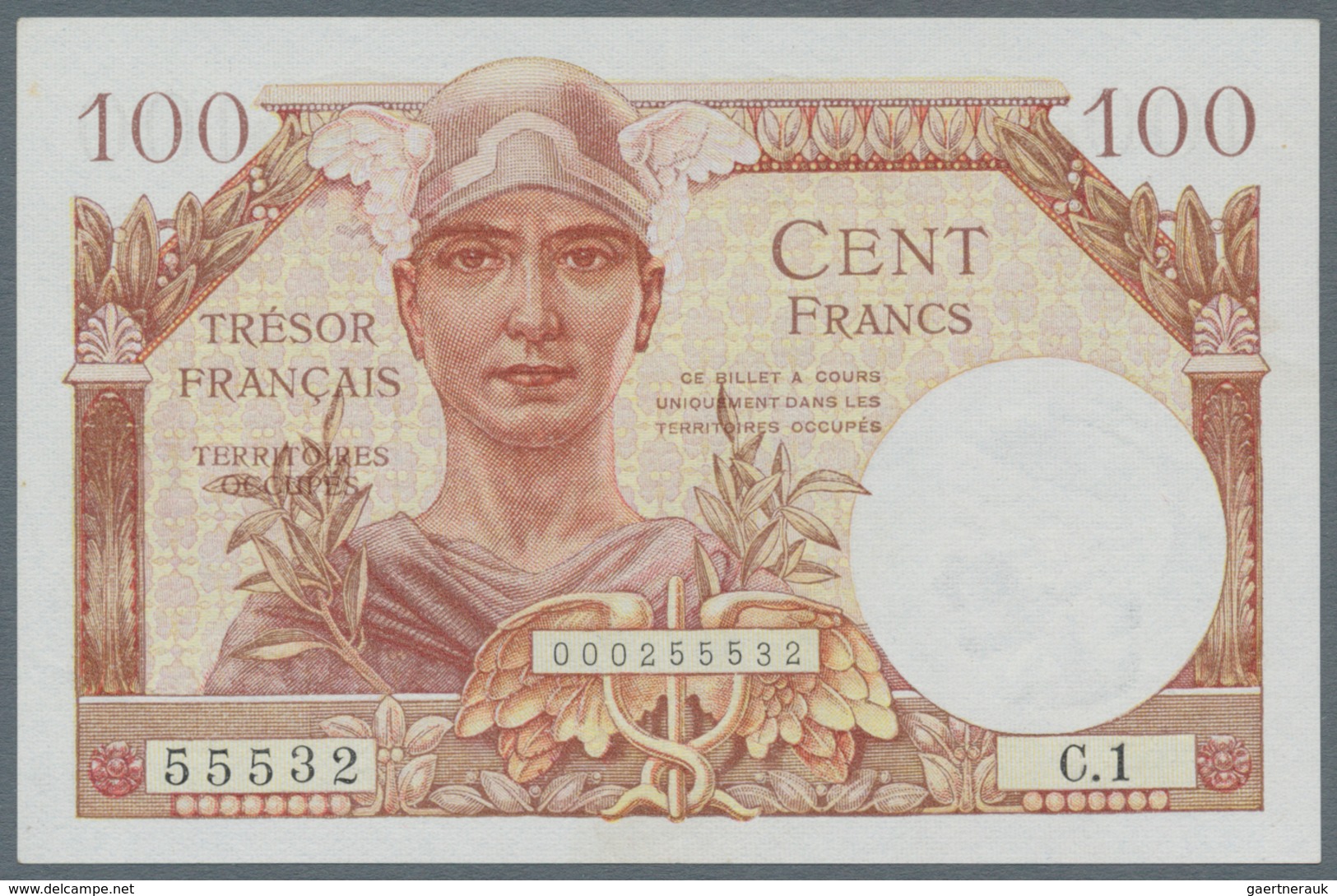 France / Frankreich: 100 Francs Tresor ND Fay VF32, With One Center Fold, Otherwise No Traces Of Use - Otros & Sin Clasificación