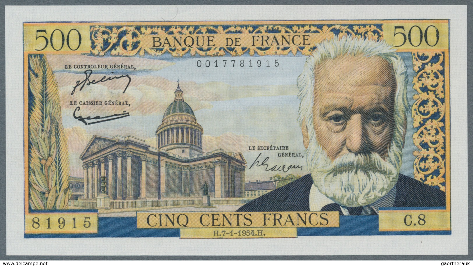 France / Frankreich: 500 Francs 1954 Fay 35.1, Light Handling In Paper But No Strong Folds, No Pinho - Sonstige & Ohne Zuordnung