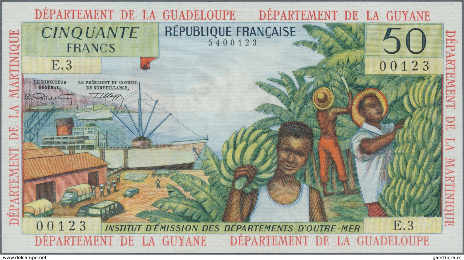 French Antilles / Französische Antillen: 50 Francs ND P. 9b, Light Vertical Folds In Paper, No Holes - Andere - Amerika