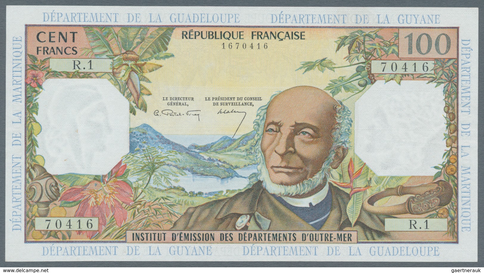 French Antilles / Französische Antillen: 100 Francs ND P. 10a, Light Center Fold, Probably Pressed B - Sonstige – Amerika