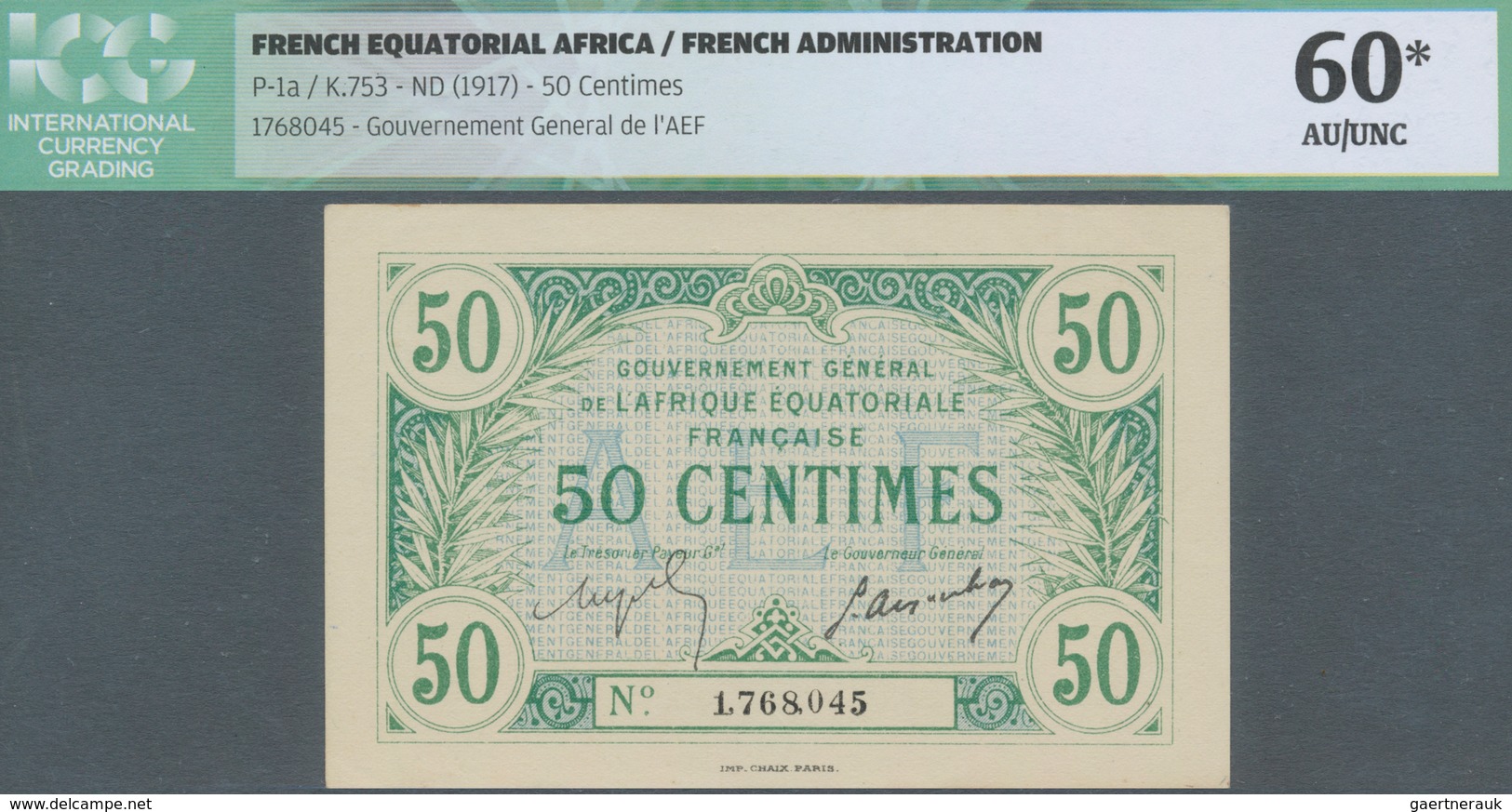 French Equatorial Africa / Französisch-Äquatorialafrika: 50 Centimes ND(1917) P. 1a, In Condition: I - Aequatorial-Guinea