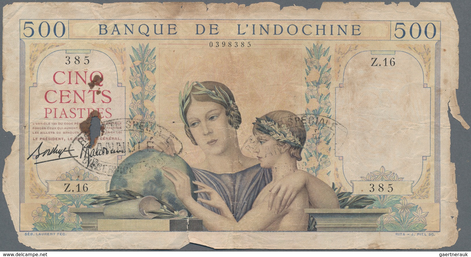 French Indochina / Französisch Indochina: Very interesting set with 7 Banknotes comprising French In