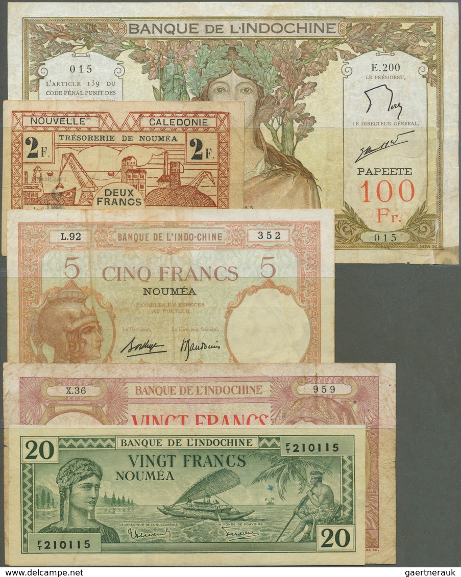 French Oceania / Französisch Ozeanien: Set Of 8 Banknotes Containing Tahiti (Papeete) 20 Francs ND(1 - Ohne Zuordnung