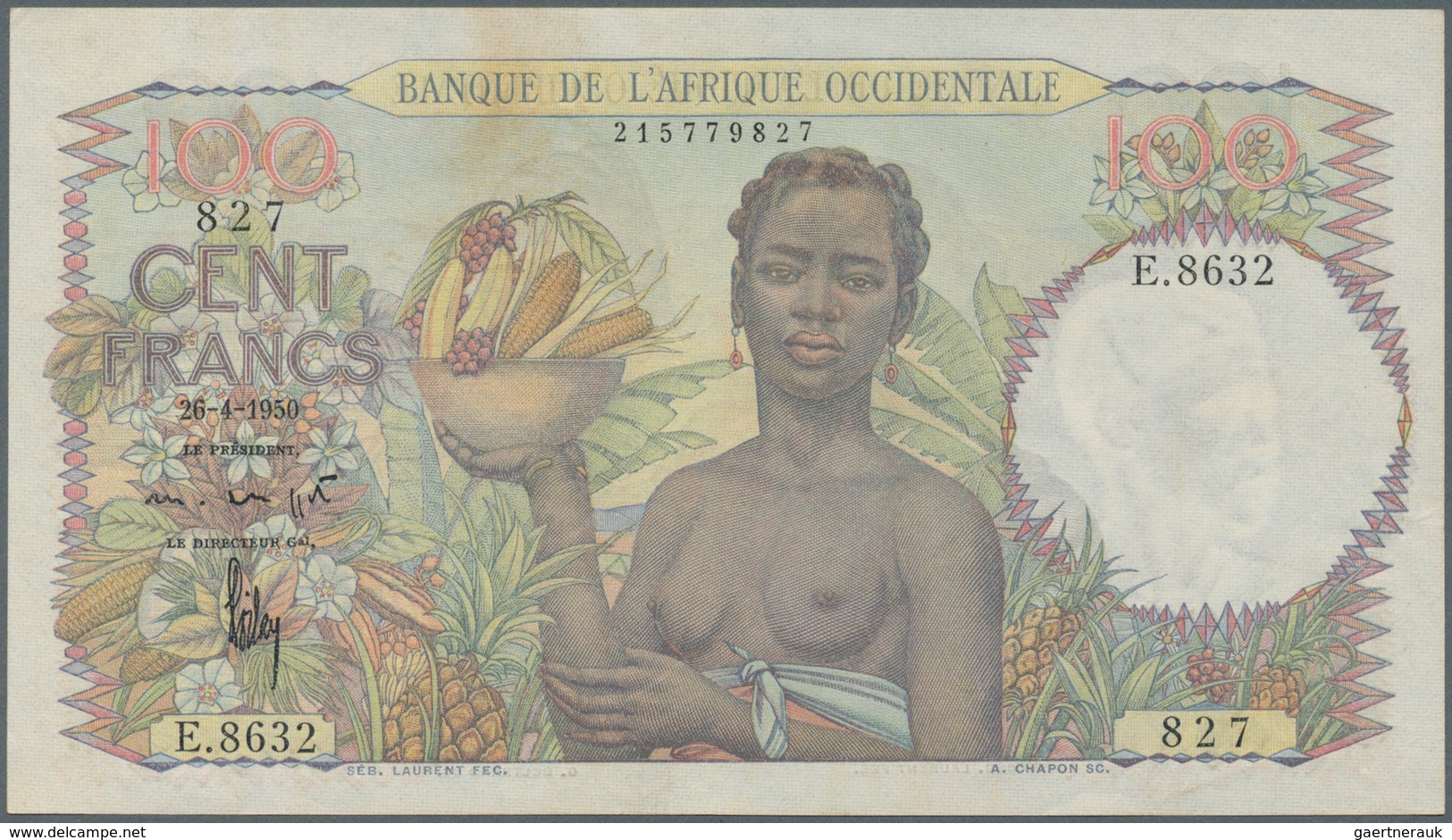 French West Africa / Französisch Westafrika: 100 Francs 1950 P. 40, Banque De L'Afrique Occidentale, - West-Afrikaanse Staten