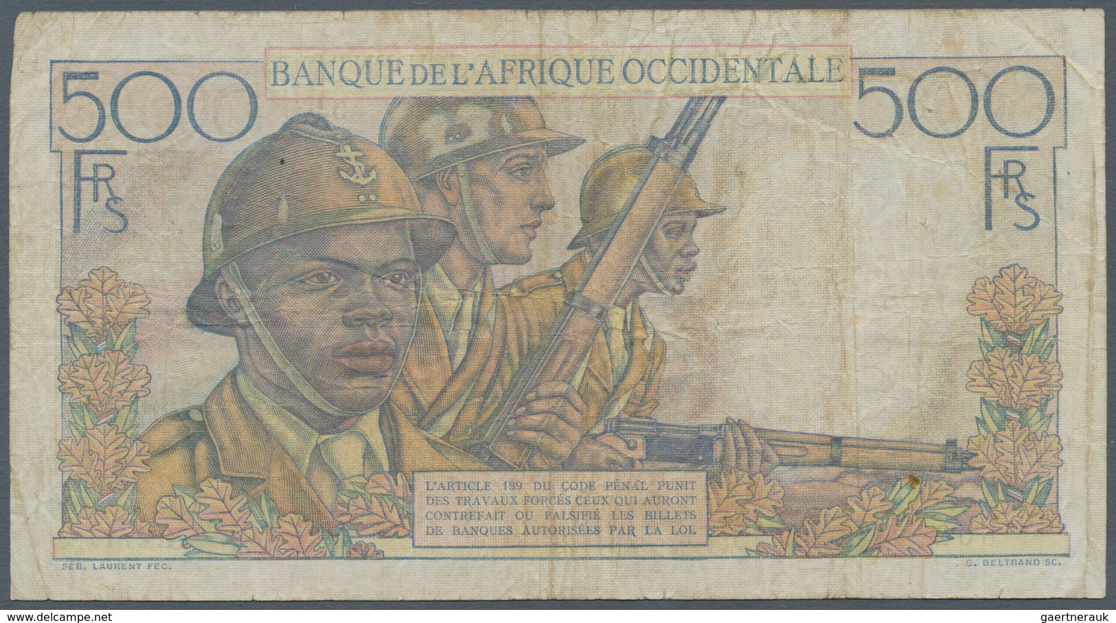 French West Africa / Französisch Westafrika: Banque De L'Afrique Occidentale 500 Francs 1948, P.41, - West-Afrikaanse Staten