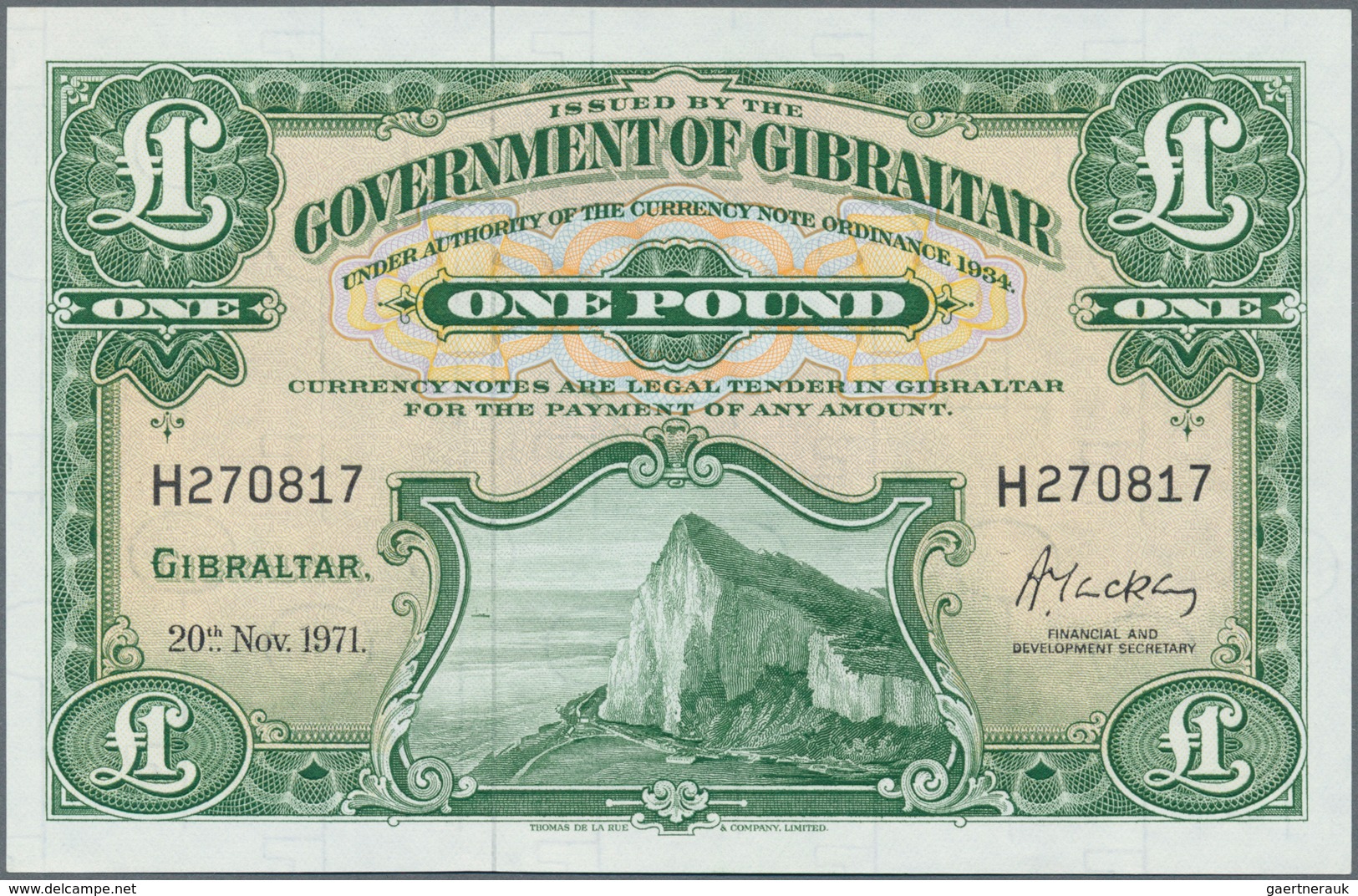 Gibraltar: 1 Pound 1971, P.18b In Perfect UNC Condition - Gibraltar