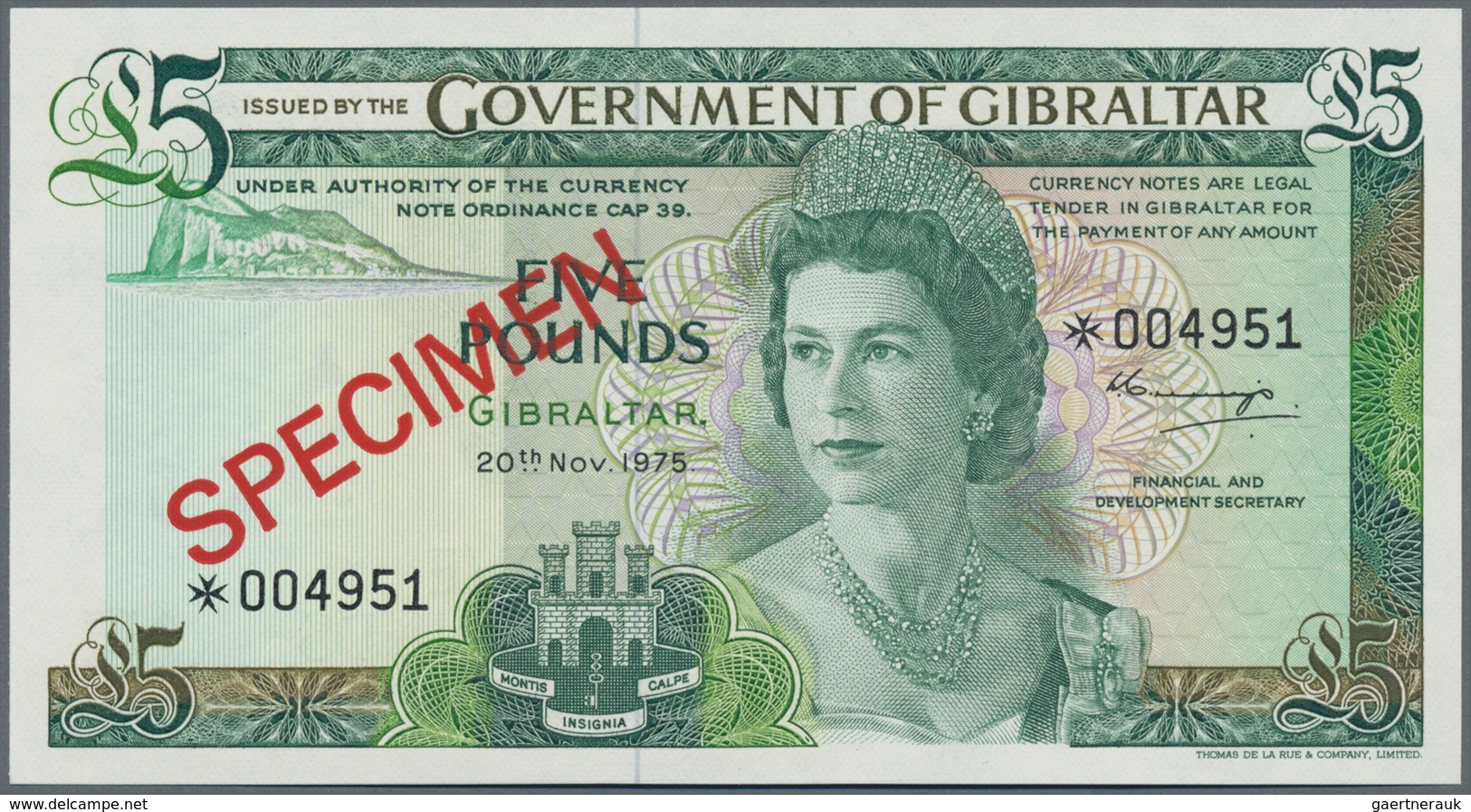 Gibraltar: Pair Of 5 And 10 Pounds 1975 Collectors Specimen, P.21cs, 22cs, Both In Perfect UNC Condi - Gibraltar