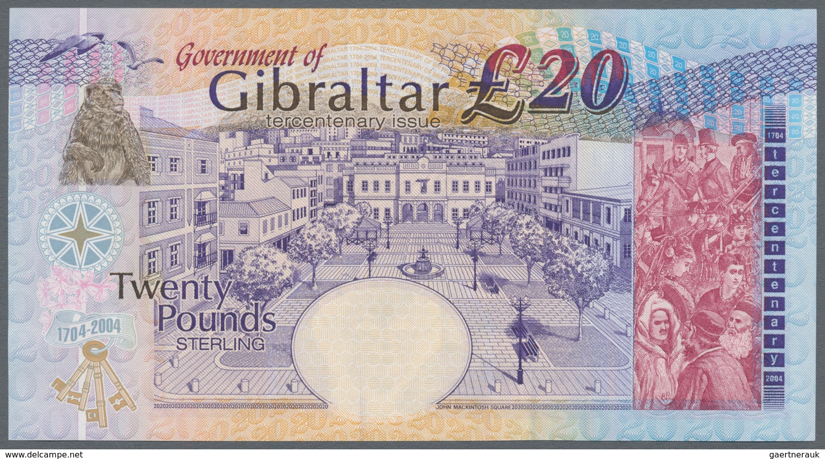 Gibraltar: Set Of 3 Notes Containing 5, 10 & 20 Pounds 2000-2004 P. 29-31, All In Condition: UNC. (3 - Gibraltar