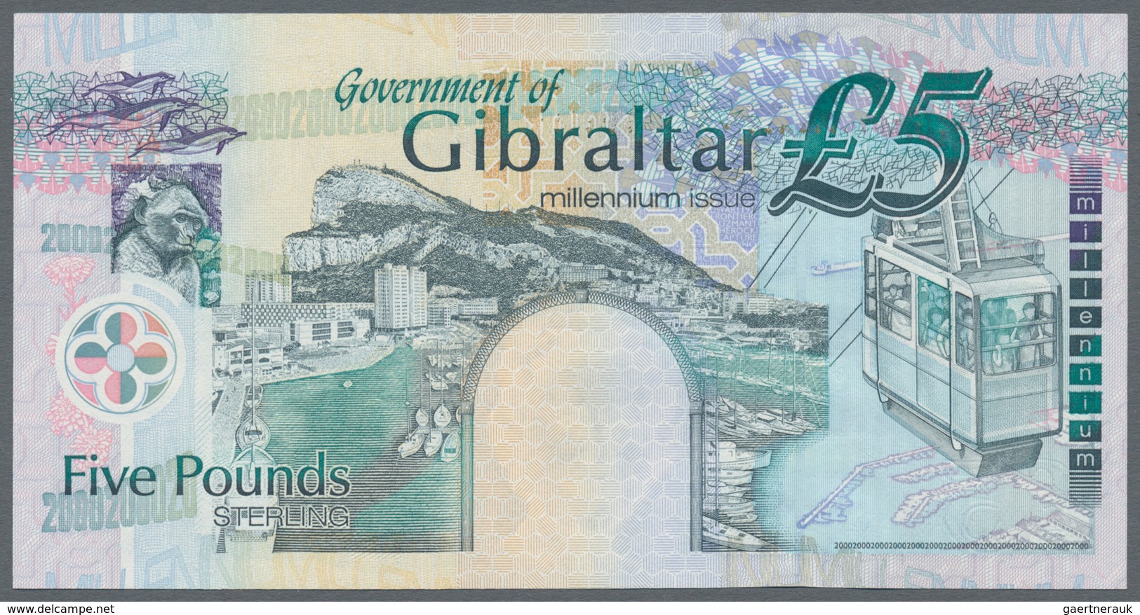 Gibraltar: Set Of 3 Notes Containing 5, 10 & 20 Pounds 2000-2004 P. 29-31, All In Condition: UNC. (3 - Gibraltar