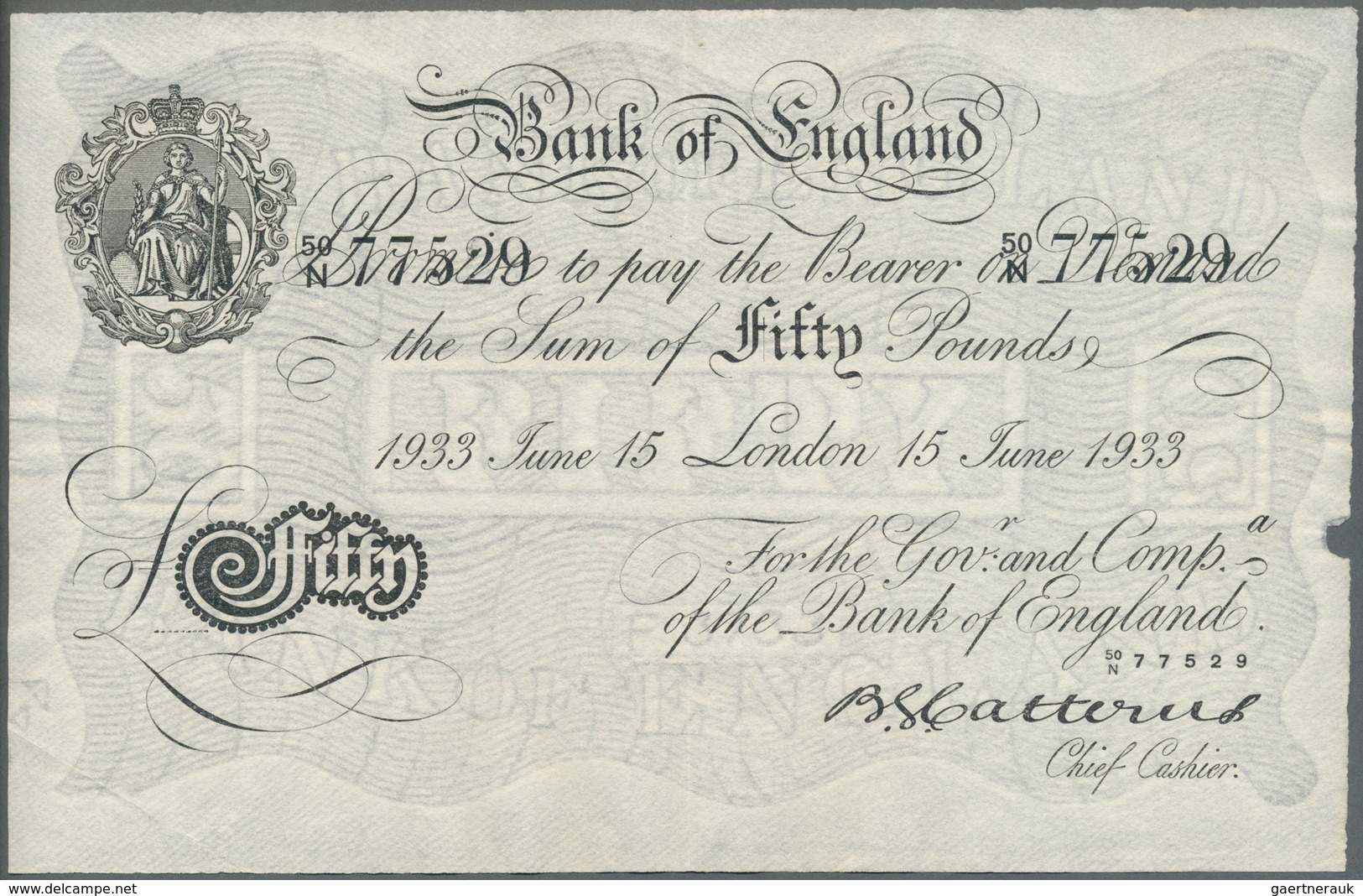 Great Britain / Großbritannien: Bank Of England 50 Pounds 1933 Operation Bernhard Forgery Like P. 33 - Sonstige & Ohne Zuordnung