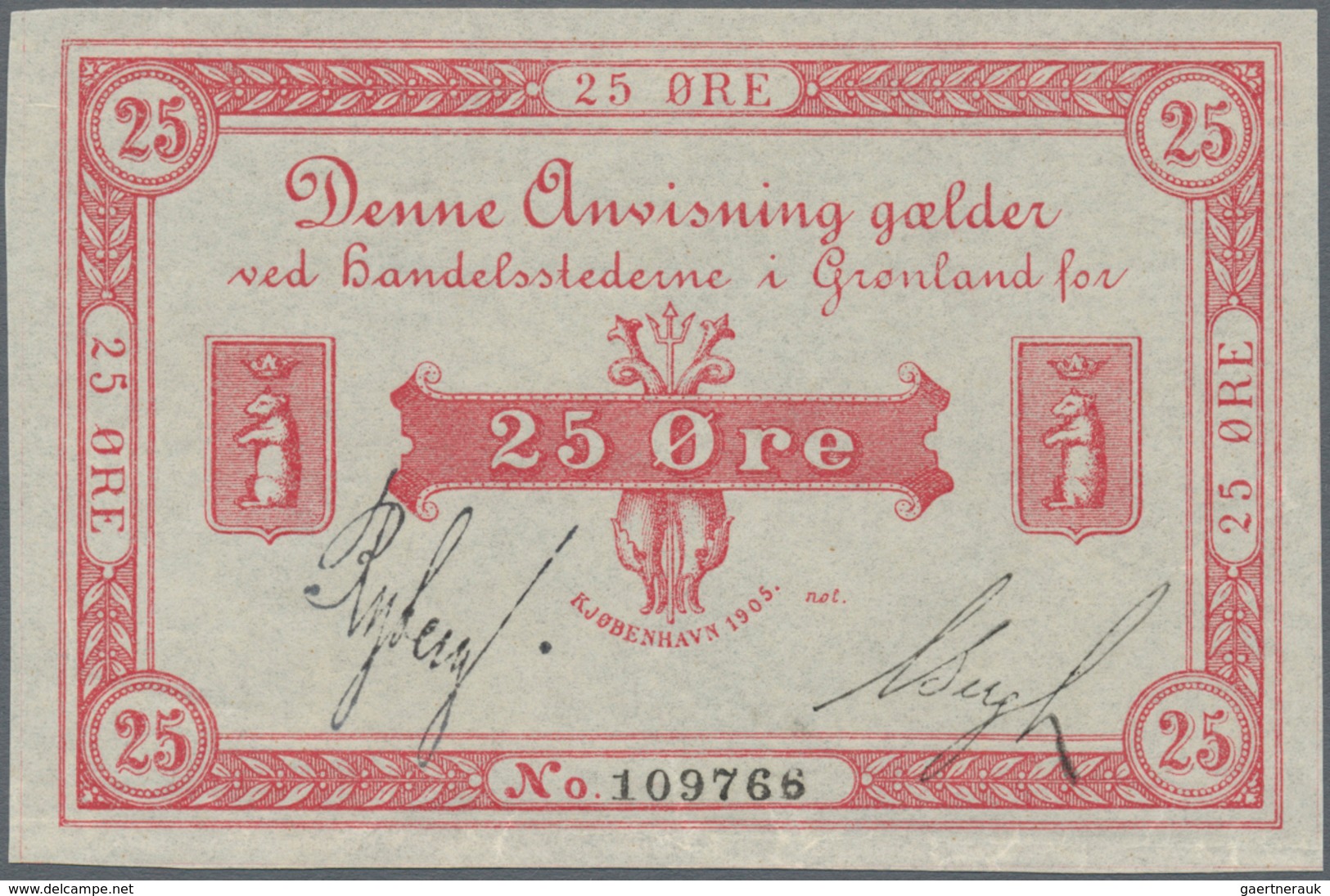 Greenland / Grönland: 25 Oere 1905 P. 4b In Condition: AUNC. - Groenland