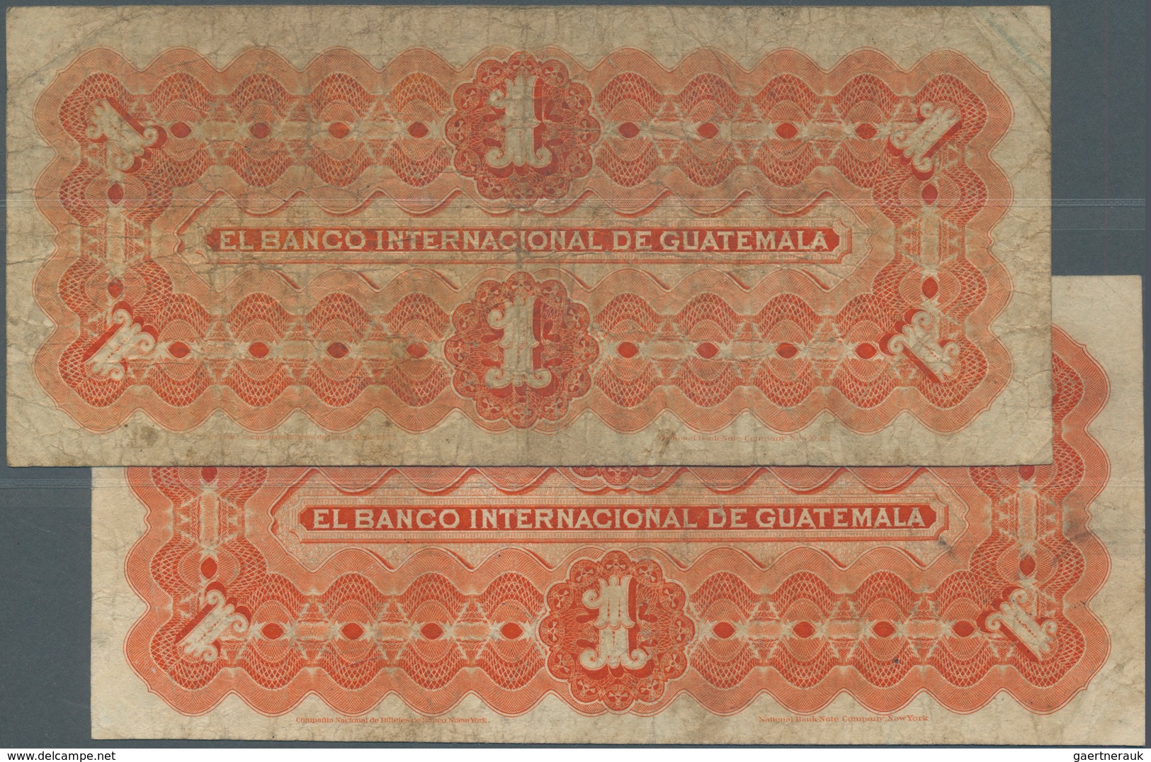 Guatemala: Banco Internacional De Guatemala Pair With 1 Peso 1917 In F- With Stained Paper And Sever - Guatemala