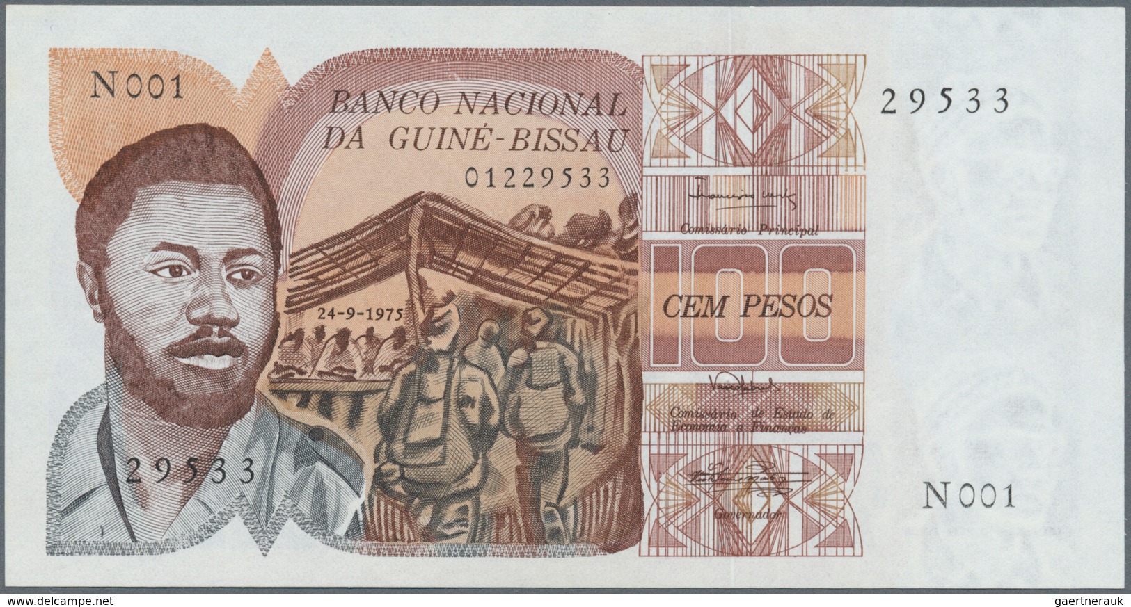 Guinea Bissau: Set Of 2 Notes Containing 50 & 100 Pesos 1975 P. 1, 2, Both Crisp Original Without An - Guinea-Bissau