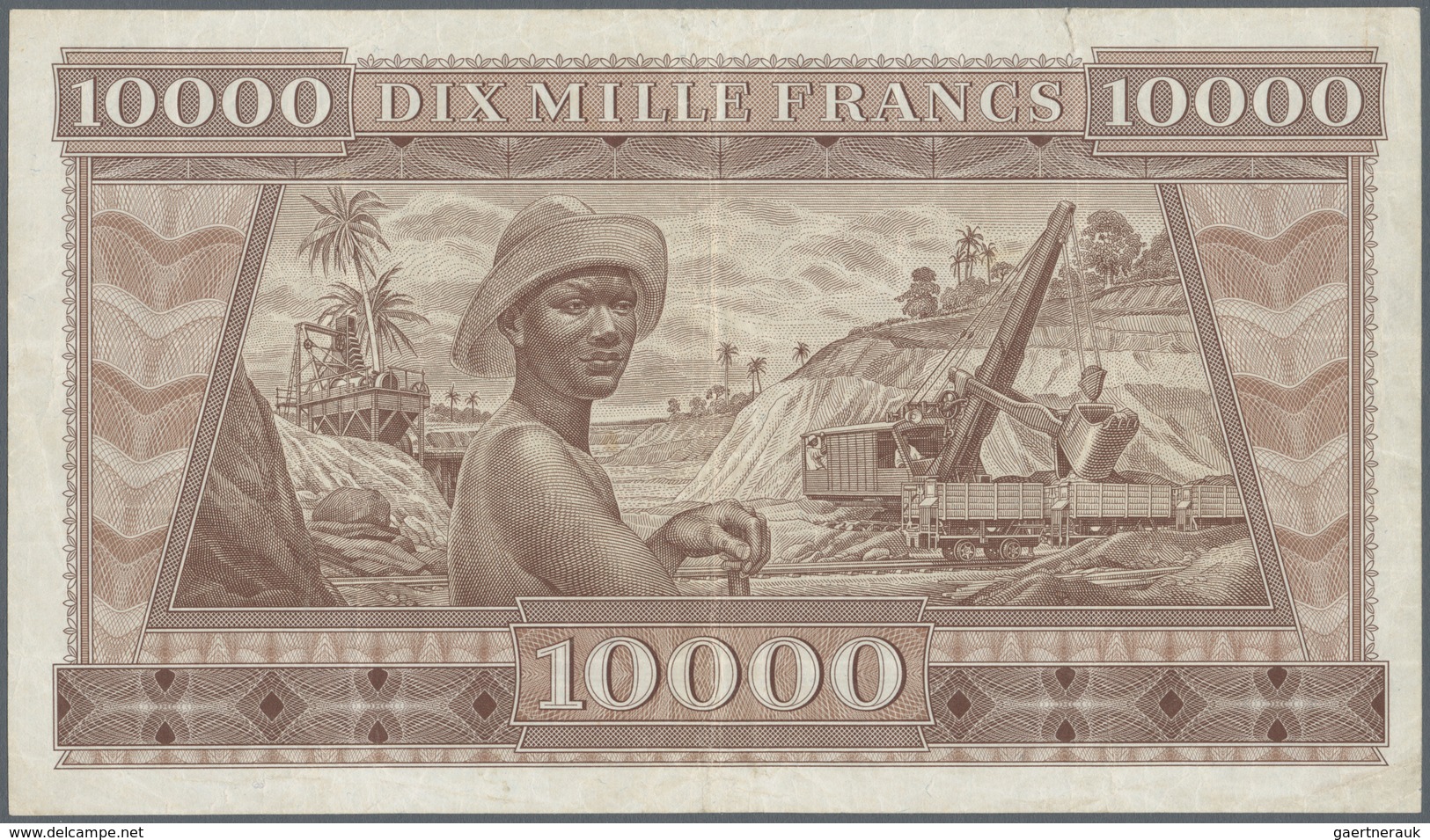 Guinea: 10.000 Francs 1958 P. 11, Used With Folds, Probably Pressed But Still Strong Paper And Nice - Guinée