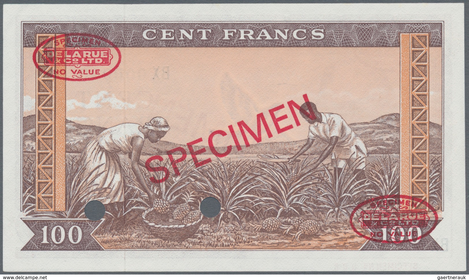 Guinea: 100 Francs 01.03.1960 Specimen P. 13s, With Specimen Overprint On Front And Back, Two Cancel - Guinée