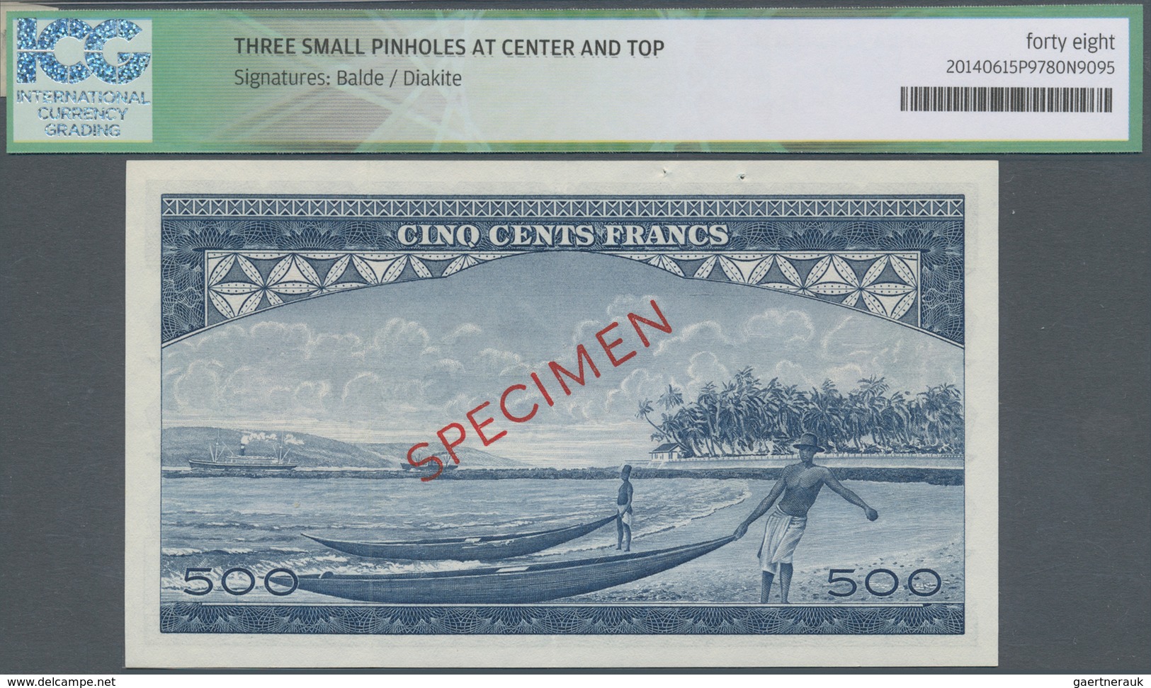 Guinea: 500 Francs 01.03.1960 Specimen P. 14s, With Red Specimen Overprint On Front And Back Of The - Guinée