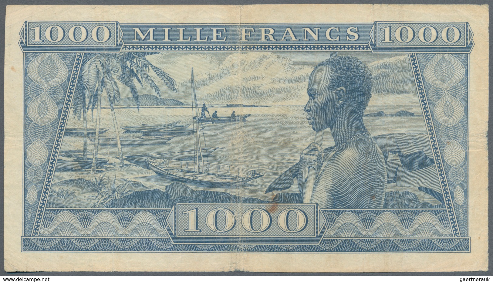 Guinea: Set Of 2 Notes Containing Guinea 1000 Francs 1958 P. 9 (F) And Algeria 200 Dinars 1983 (XF), - Guinea