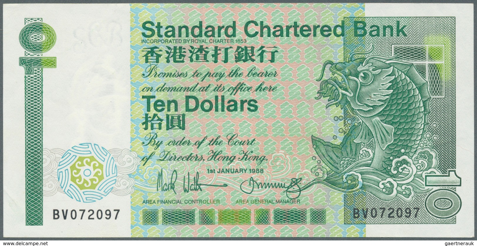 Hong Kong: set of 19 banknotes containing 10 Dollars The Chartered Bank 1977 P. 74c (UNC), 5 Dollars