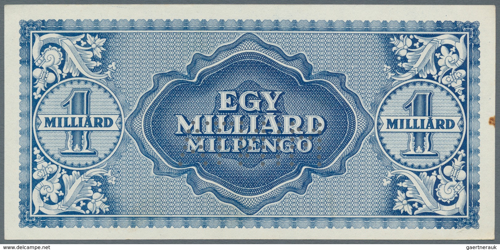 Hungary / Ungarn: 1 Milliard Milpengö 1946 Specimen With Perforation "MINTA", P.131s, Tiny Spot At L - Hungría