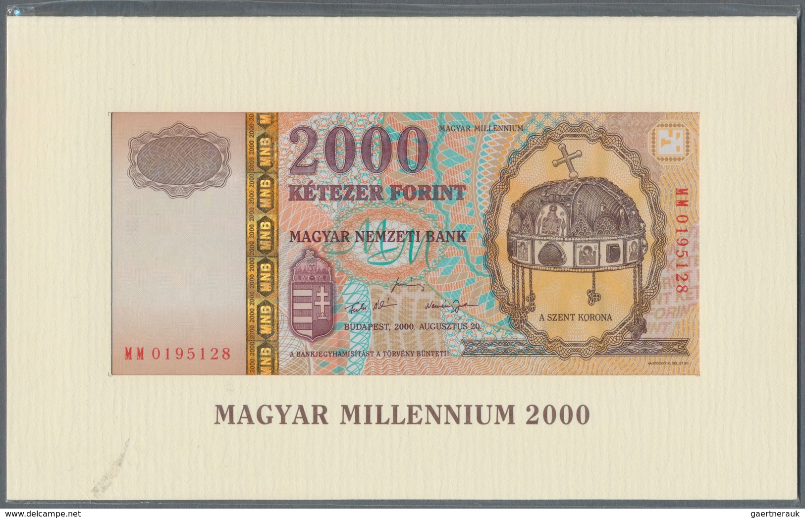 Hungary / Ungarn: Nice Set With 3 Original Folder 2000 Forint Magyar Millennium 2000, P.186 In Perfe - Hongarije